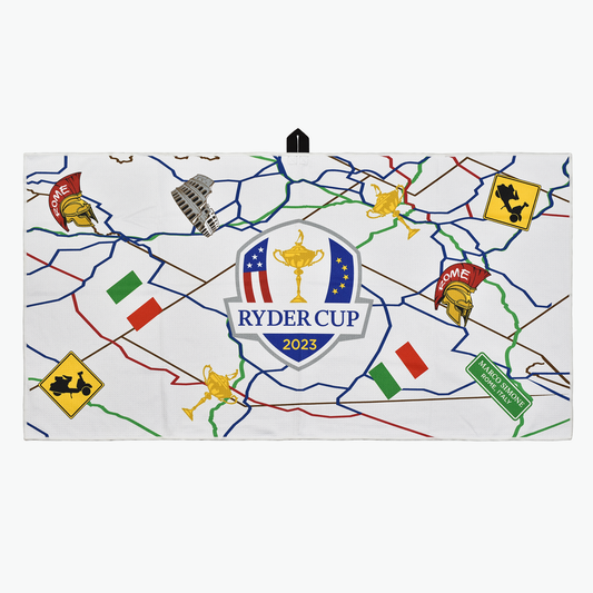 2023 RYDER CUP ORIGINALS “ALL ROADS LEAD TO ROME” AQUA-LOCK SUBLIMATED CADDY TOWEL